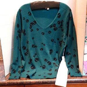 NEW Chico's Deep Teal Knit Blouse/ SWEATER...SIZE 2